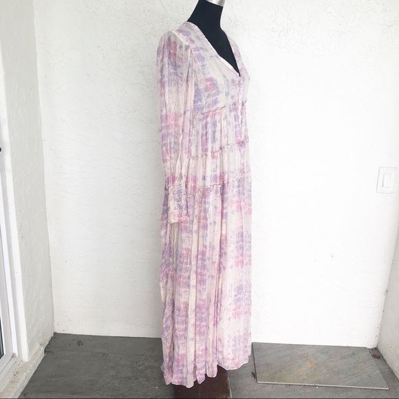 Rococo Sand Etre Metallic Maxi Dress Pink Resort Long Sleeve Womens Size Small - Picture 7 of 10